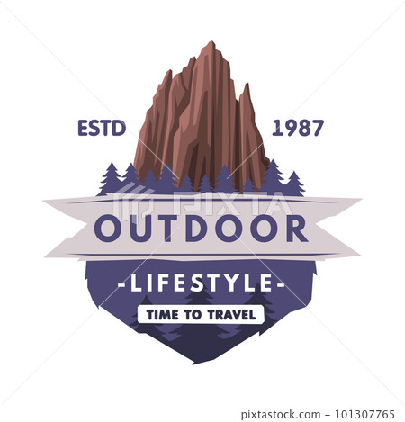 Forest and Mountain Logo for Outdoor Adventure and Hiking Tourism Vector Template 101307765