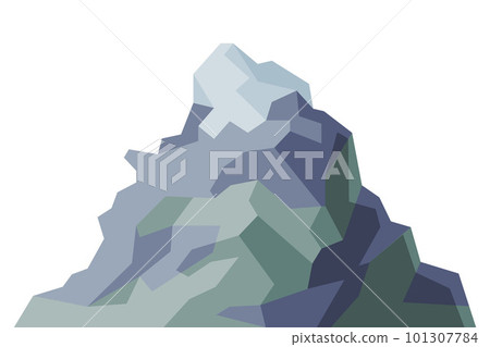 Elevated Mountain Peak and Summit with Bedrock Closeup Vector Illustration 101307784