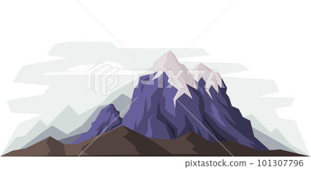 Elevated Mountain Peak and Summit with Bedrock Vector Illustration 101307796