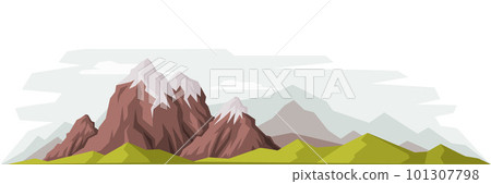 Elevated Mountain Peak and Summit with Bedrock Vector Illustration 101307798
