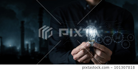 Concept of modern technological ideas in the industry. 101307818