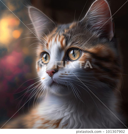 Pretty cat on dark  background with brown eyes. 101307902