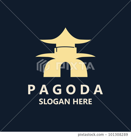 Pagoda culture logo vintage design illustration, temple heritage building vector Pagoda culture logo vintage design illustration, temple heritage building vector 101308289