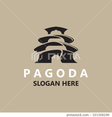Pagoda culture logo vintage design illustration, temple heritage building vector Pagoda culture logo vintage design illustration, temple heritage building vector 101308290