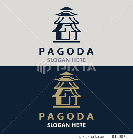 Pagoda culture logo vintage design illustration, temple heritage building vector Pagoda culture logo vintage design illustration, temple heritage building vector 101308293