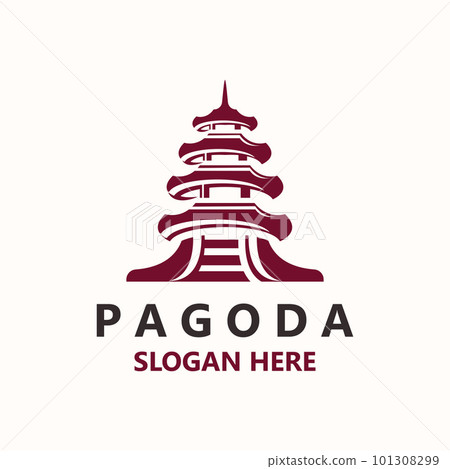 Pagoda culture logo vintage design illustration, temple heritage building vector Pagoda culture logo vintage design illustration, temple heritage building vector 101308299