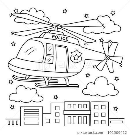 Police Helicopter Coloring Page for Kids Police Helicopter Coloring Page for Kids 101309412