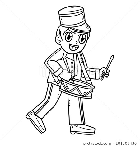 Cadet Playing Marching Drum Isolated Coloring Page Cadet Playing Marching Drum Isolated Coloring Page 101309436