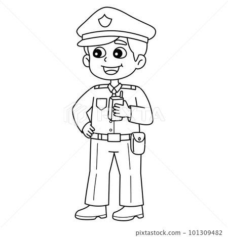 Policeman Isolated Coloring Page for Kids Policeman Isolated Coloring Page for Kids 101309482