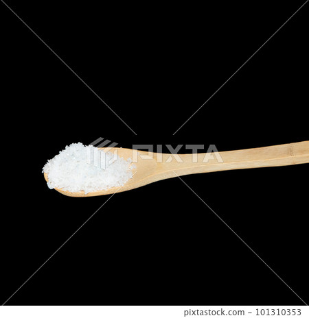 Salt fall, crystal white grain peanuts explode abstract cloud fly from wooden spoon. Beautiful complete seed salt, food object design. Selective focus freeze shot black background isolated Salt fall, crystal white grain peanuts explode abstract cloud fly from wooden spoon. Beautiful complete seed salt, food object design. Selective focus freeze shot black background isolated 101310353