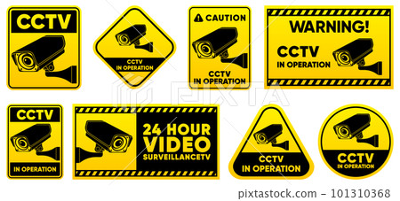Fixed CCTV. Collection of signs CCTV. Simple video surveillance. Closed Circuit Television. Security Camera concept. Vector illustration. Fixed CCTV. Collection of signs CCTV. Simple video surveillance. Closed Circuit Television. Security Camera concept. Vector illustration. 101310368