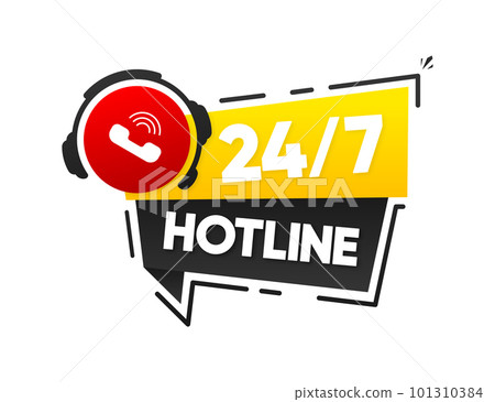 Tech Support Chat. Support service for user consultation. Customer Support flat banner. Call center 24 7. Hotline support service. Vector illustration. 101310384