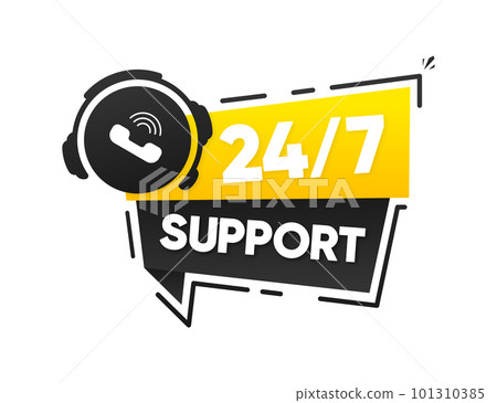 Tech Support Chat. Support service for user consultation. Customer Support flat banner. Call center 24 7. Hotline support service. Vector illustration. 101310385