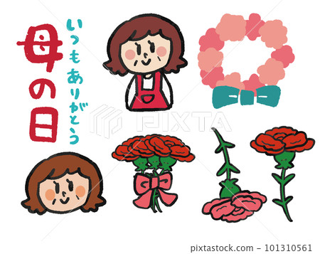 母親節手寫風格插圖集 101310561