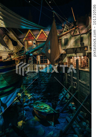 Winnipeg, Manitoba Canada - October 2022: A lifesize model of the ship called Nonsuch that sailed into Hudson Bay  101310586