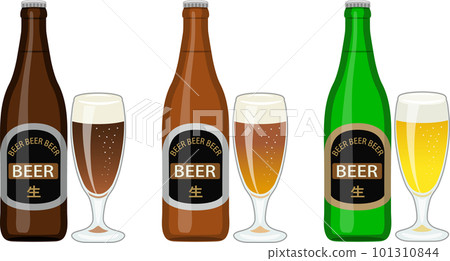 bottle beer and glass set 101310844