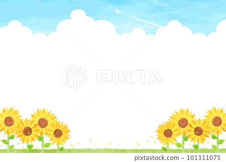Simple sunflower and blue sky landscape illustration 101311075