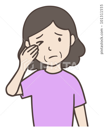 眼睛模糊的老太太,眼睛發癢的中年婦女 眼睛模糊的老太太,眼睛發癢的中年婦女 101311555
