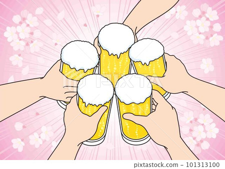 人們在賞櫻時敬酒 101313100