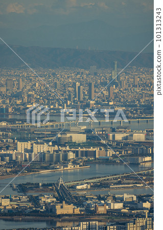 Amagasaki and Osaka townscape seen from Mt. Rokko Observatory in Kobe City, Hyogo Prefecture, Japan 101313243