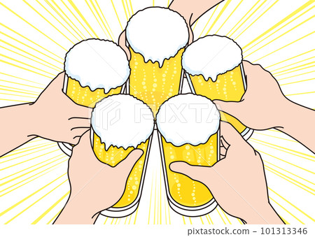 用一杯啤酒敬酒的插圖 101313346