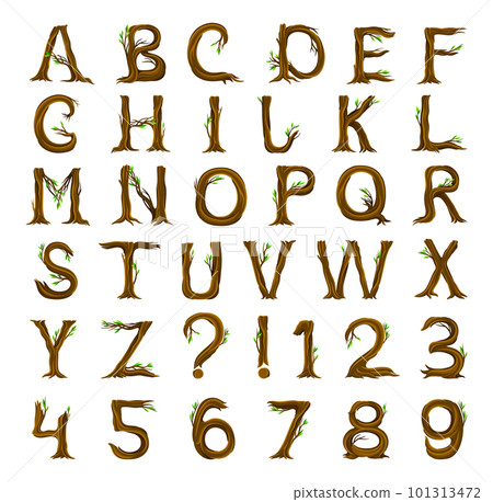 Forest Alphabet with Letters Arranged from Tree Trunks and Branches Big Vector Set Forest Alphabet with Letters Arranged from Tree Trunks and Branches Big Vector Set 101313472