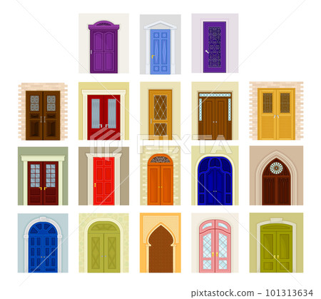 Ancient and Modern Doors as Hinged Movable Barrier Big Vector Set Ancient and Modern Doors as Hinged Movable Barrier Big Vector Set 101313634