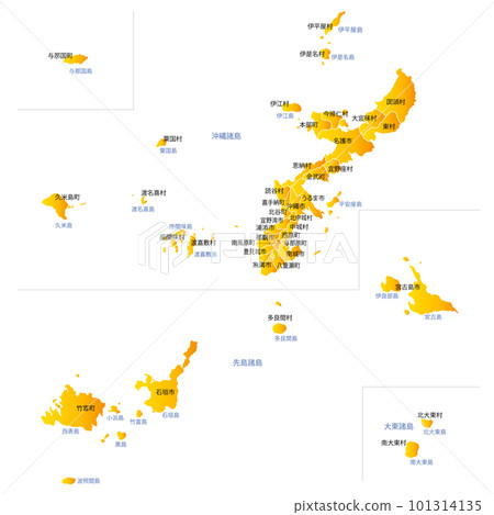 Okinawa prefecture and municipality map 101314135