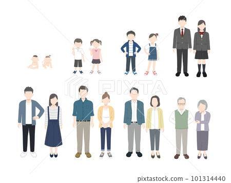 People of various ages, illustration set of men and women 101314440
