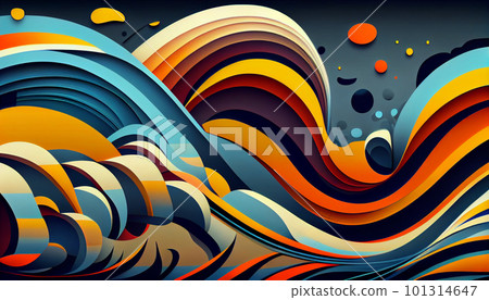 Generative AI, Waveform Odyssey: An Abstract Background of Dynamic Wave-like Shapes and Vibrant Colors Generative AI, Waveform Odyssey: An Abstract Background of Dynamic Wave-like Shapes and Vibrant Colors 101314647