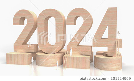 The wood text 2024 and figure for business concept 3d rendering The wood text 2024 and figure for business concept 3d rendering 101314969