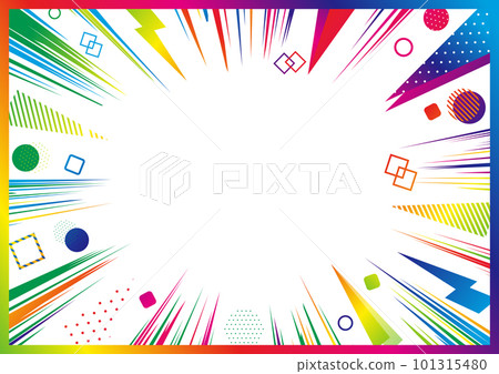 Rainbow color geometric concentration line 101315480