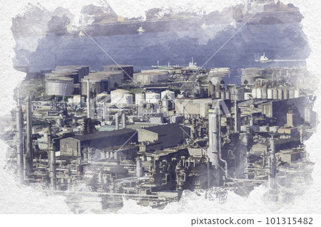 水彩風格水島臨海工業區岡山縣倉敷市旭化成 水彩風格水島臨海工業區岡山縣倉敷市旭化成 101315482
