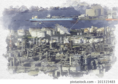 水彩風格水島臨海工業區岡山縣倉敷市旭化成 水彩風格水島臨海工業區岡山縣倉敷市旭化成 101315483