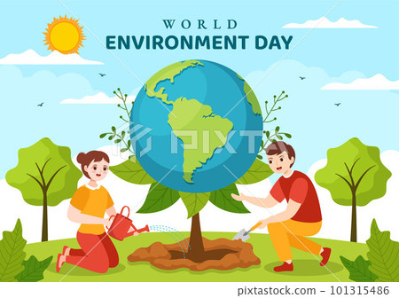 World Environment Day Illustration with Green Tree and Animals in Forest for Save the Planet or Taking Care of the Earth in Hand Drawn Templates World Environment Day Illustration with Green Tree and Animals in Forest for Save the Planet or Taking Care of the Earth in Hand Drawn Templates 101315486