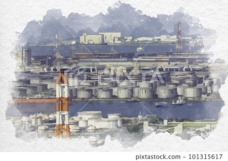 水彩風水島臨海工業區水島LNG ENEOS 岡山縣倉敷市 101315617