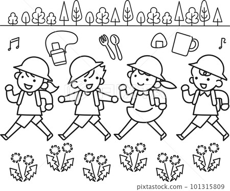 去春遊的小學女生和男生 101315809