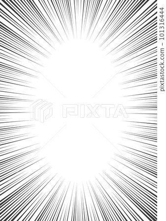 Black concentrated line frame on rectangular background - Vertical - Manga speech bubble, effect line, character space, background material 101316444