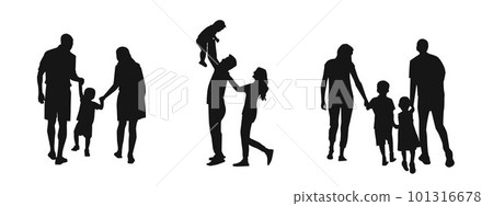 Family Married couple and kids silhouette Family Married couple and kids silhouette 101316678