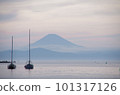 相模灣上空的粉紅色日落富士山 101317126