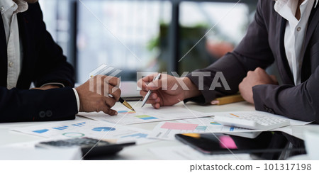Group of Businessman or Accountant checking finance data document for investigation of corruption account. Anti Bribery concept 101317198