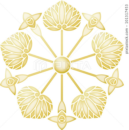 家徽五朵蜀葵帶花【金色】 家徽五朵蜀葵帶花【金色】 101317453