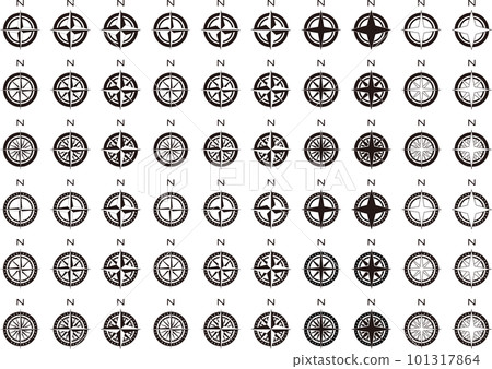 A set of direction icons and compasses (direction magnets) 101317864