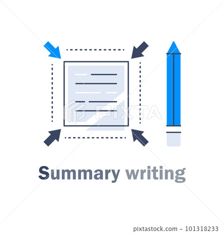 Summary writing concept,article compilation, short and fast reading, copywriting servicesbrief information, text edit, content review 101318233