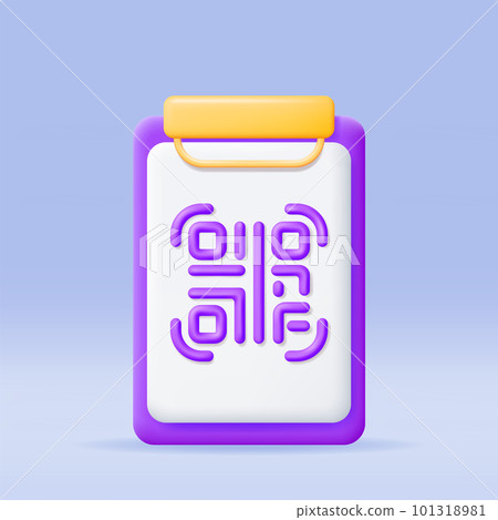 3d QR Code Icon in Clipboard 101318981