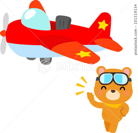 道具飛機和飛行員熊角色 101319134