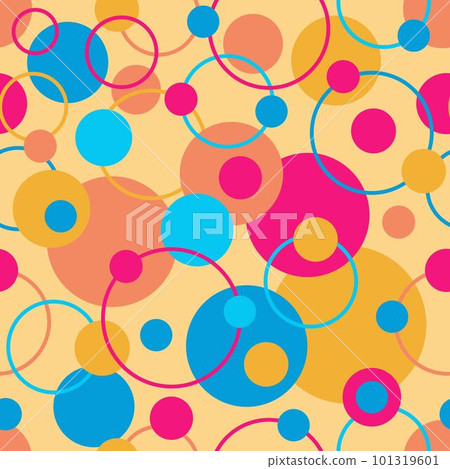 Abstract seamless pattern with dots and circles. Pastel colors. Light orange or yellow background. Abstract seamless pattern with dots and circles. Pastel colors. Light orange or yellow background. 101319601