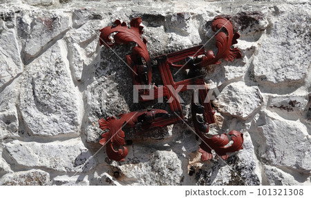 Kiev, Ukraine May 1, 2021: House of the Yakubovsky family museum in the center of Kiev hung with a swastika 101321308