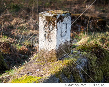 German Czech republic border stone graved in the bigger stone 101321640