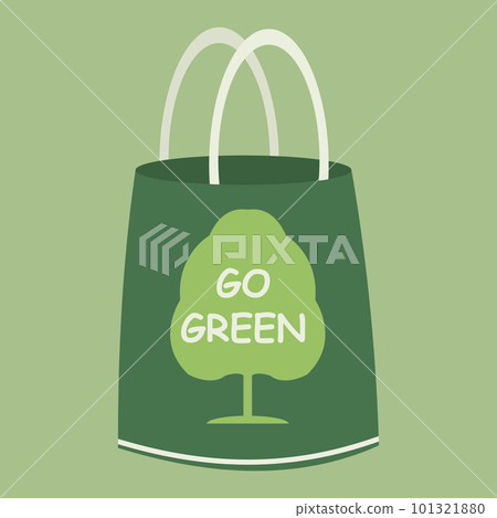 Eco bag with text vector Illustration. Reusable shopping bag with lettering Go Green. Ecology shopping. Handbag with typography Eco bag with text vector Illustration. Reusable shopping bag with lettering Go Green. Ecology shopping. Handbag with typography 101321880